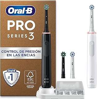 Oral-B Pro 3 3900N Cepillos de Dientes Eléctricos (Pack de 2) con Mango Recargable y 2 Cabezales de Recambio, Diseñado por Braun, Regalos Orginales - Negro y Blanco
higiene bucal equilibriomental365.com
